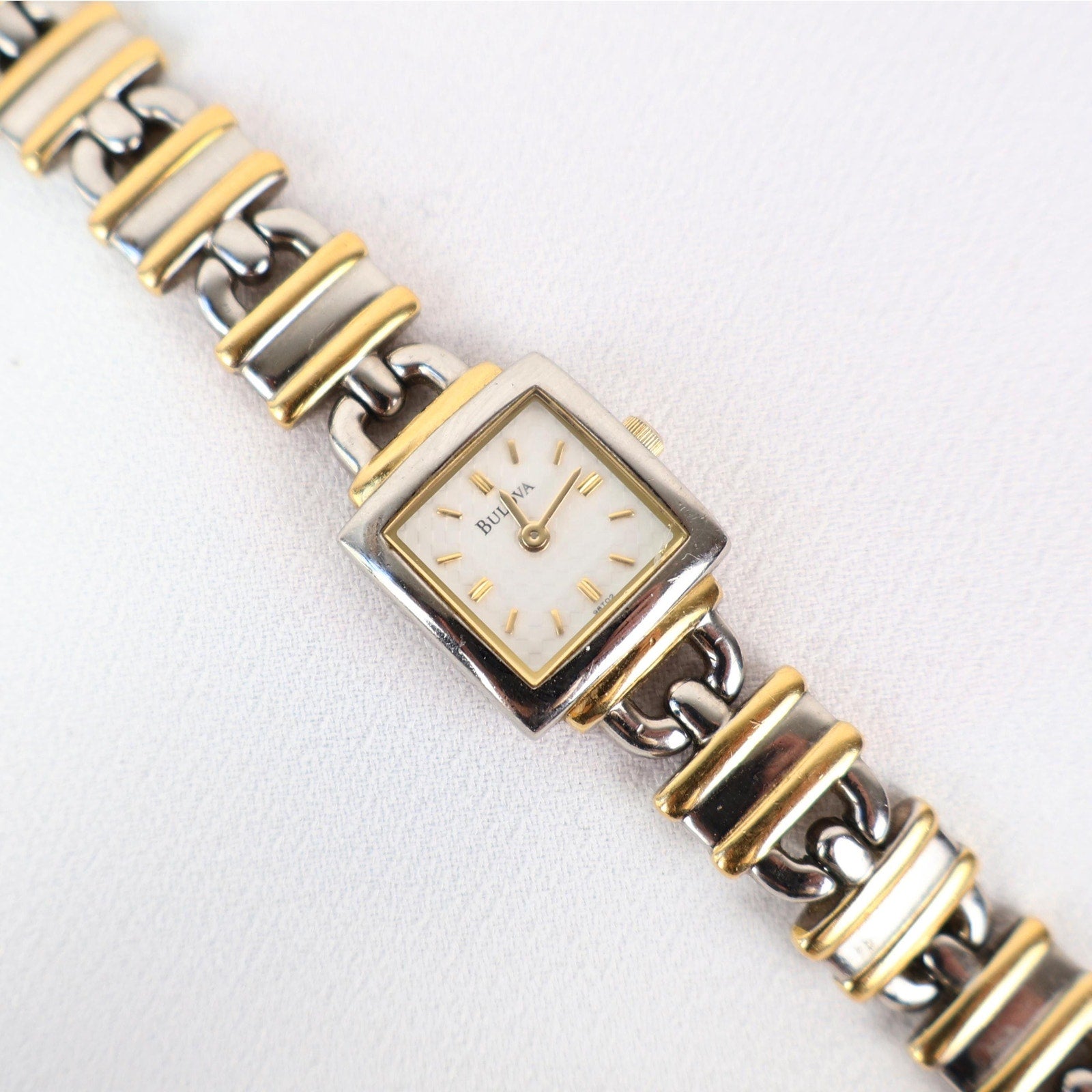 Vintage Two Tone Bulova Locket Watch with a Square Face