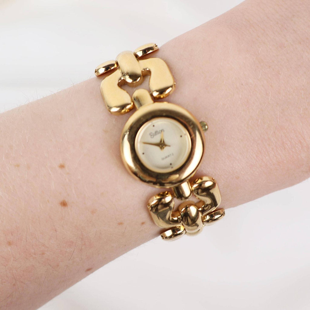 Vintage Sutton Round Face Watch – Gold Tone Bracelet (Working Battery)
