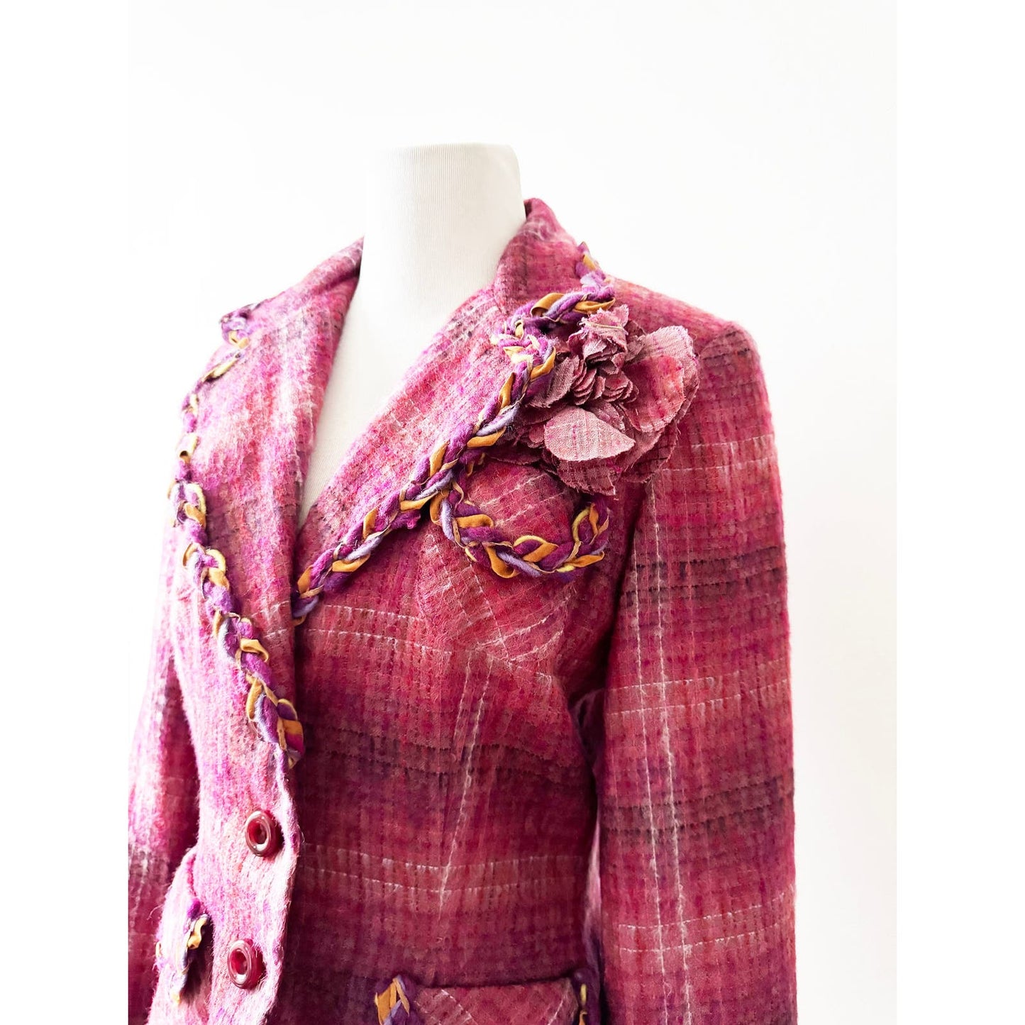 Y2k ANNA SUI Pink Wool and Mohair Blazer | Size US 8