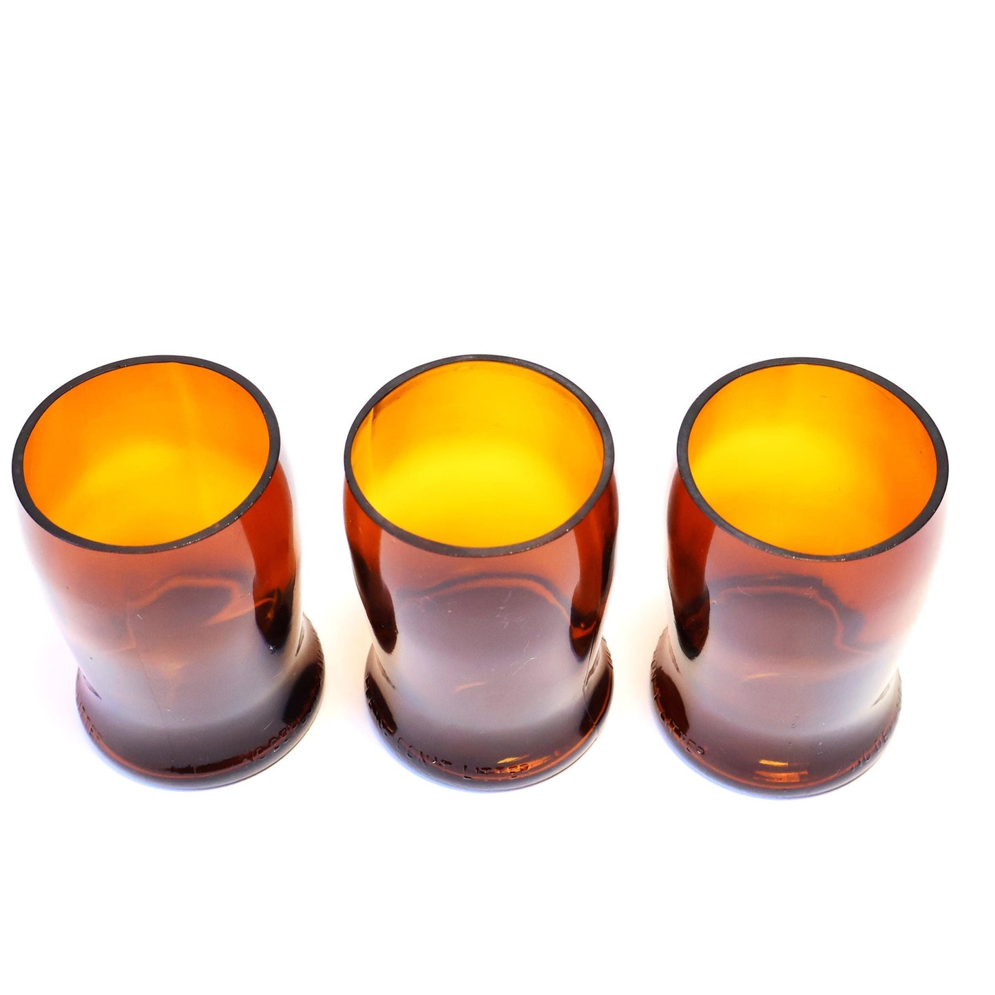 Vintage Dark Amber Glass Trio