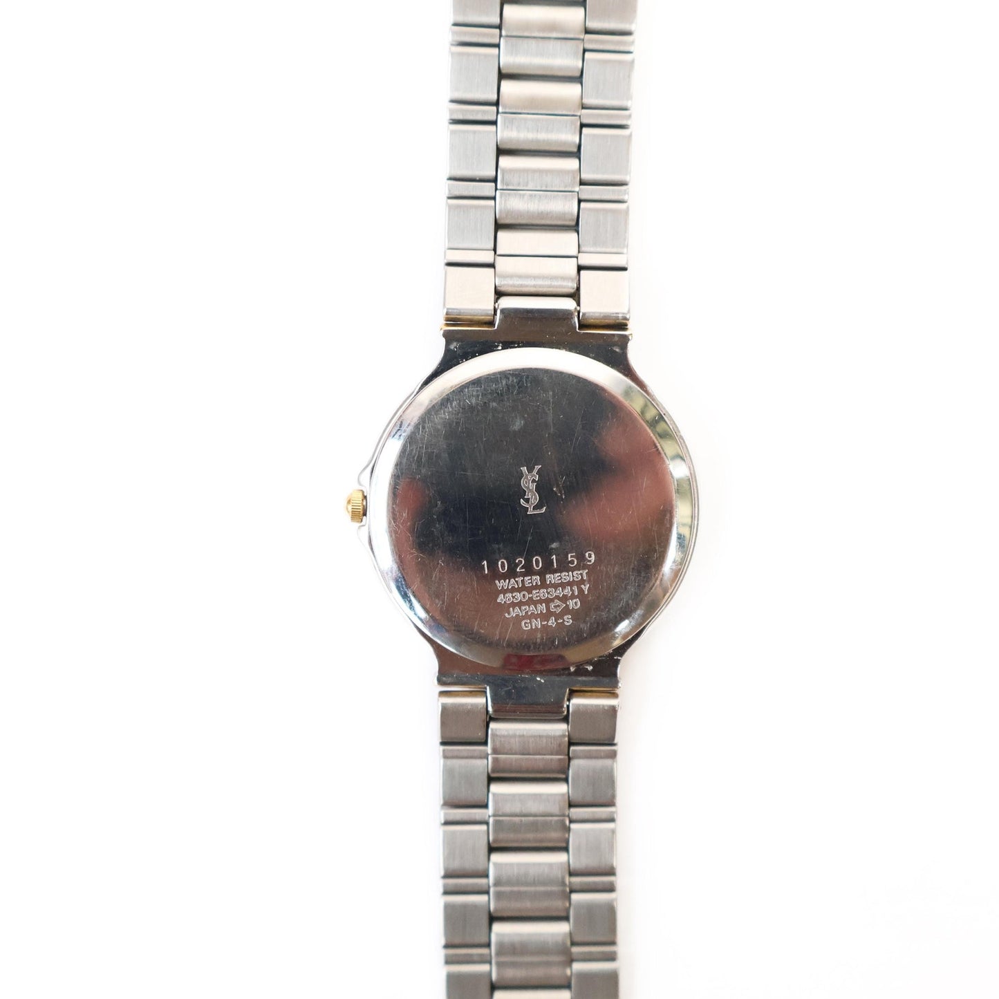 Vintage Two-Toned Watch with White Round Face | Yves Saint Laurent