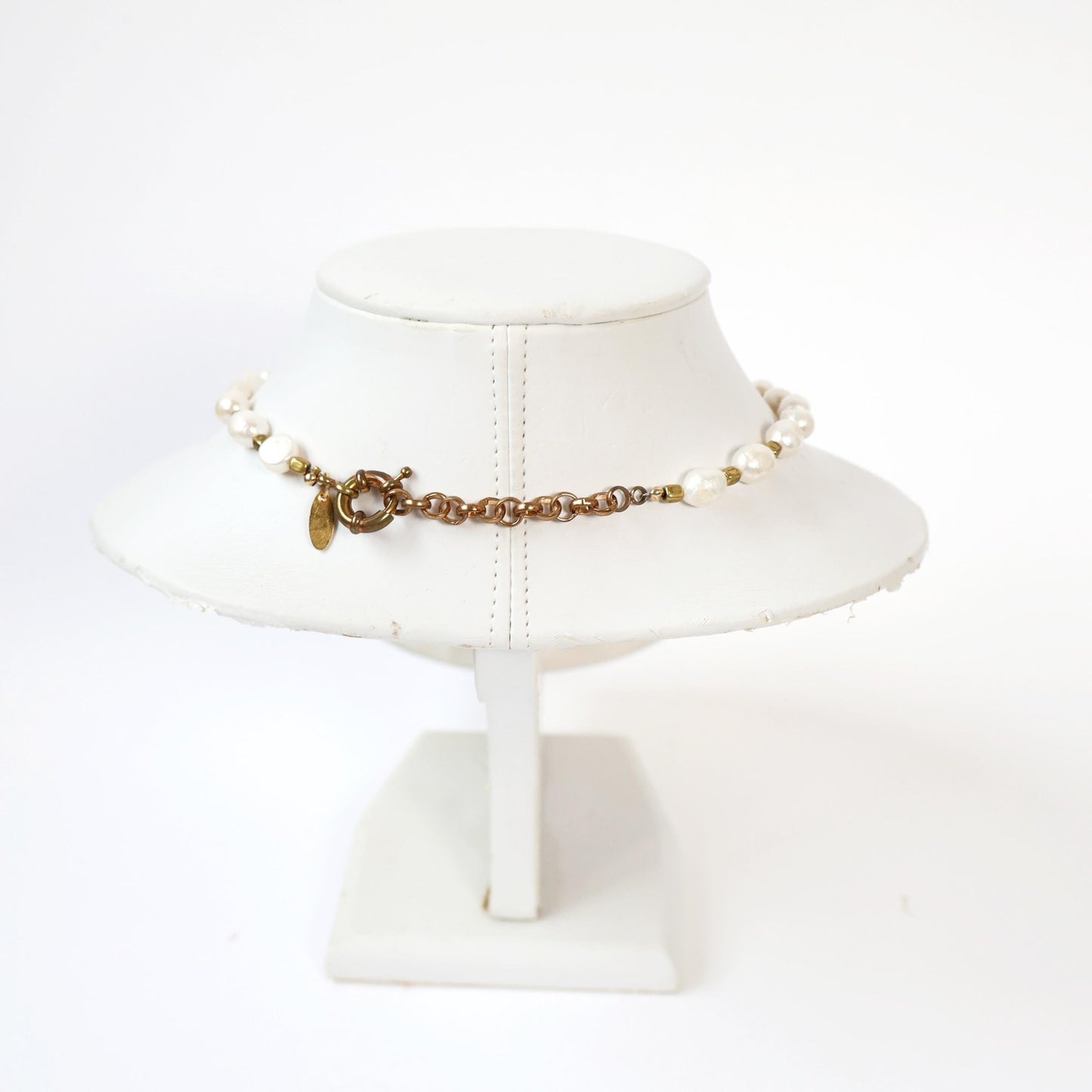 Reworked Gold and Pearl Choker Necklace with Vintage Watch Face (Nonworking) | BENRUS