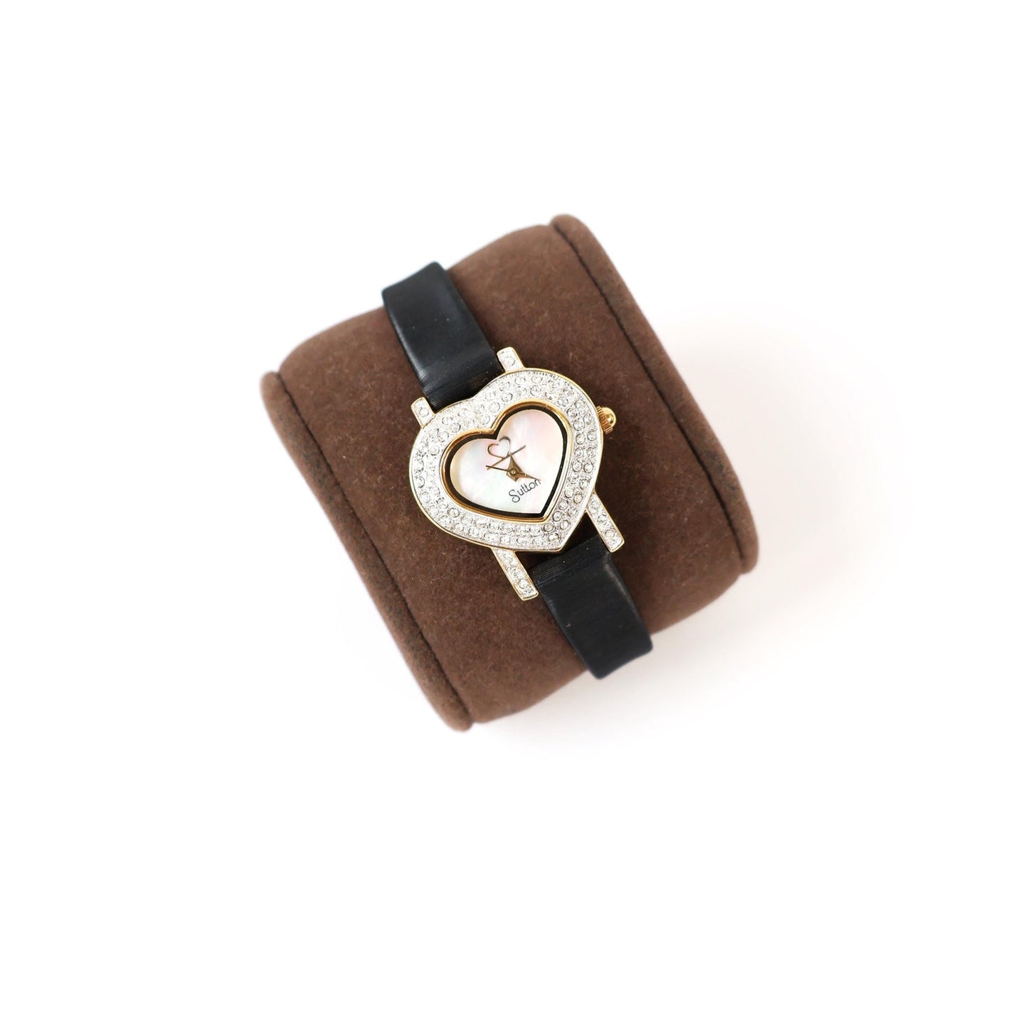 Vintage Leather Watch with Mother of Pearl Heart Shaped Face | SULTON