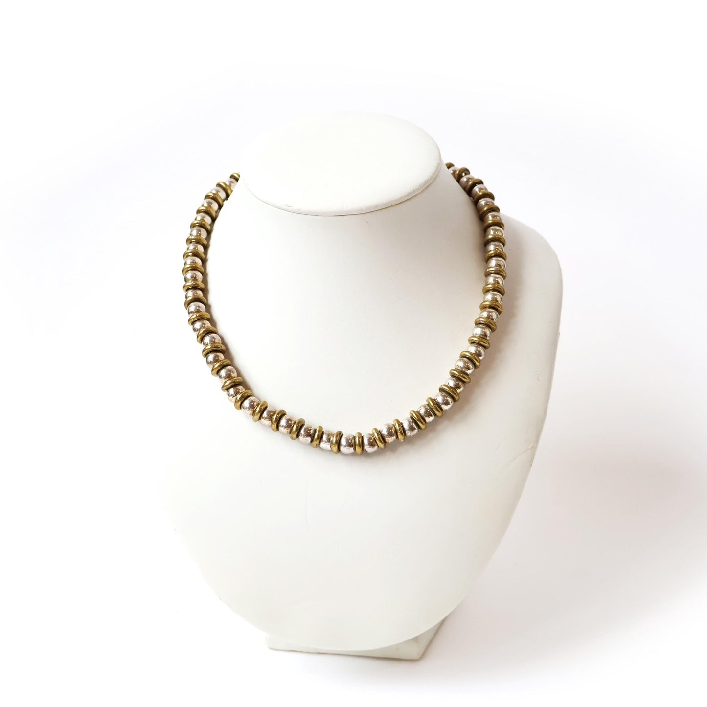 Sterling Silver Beaded Necklace with Sterling Chain Center 17"
