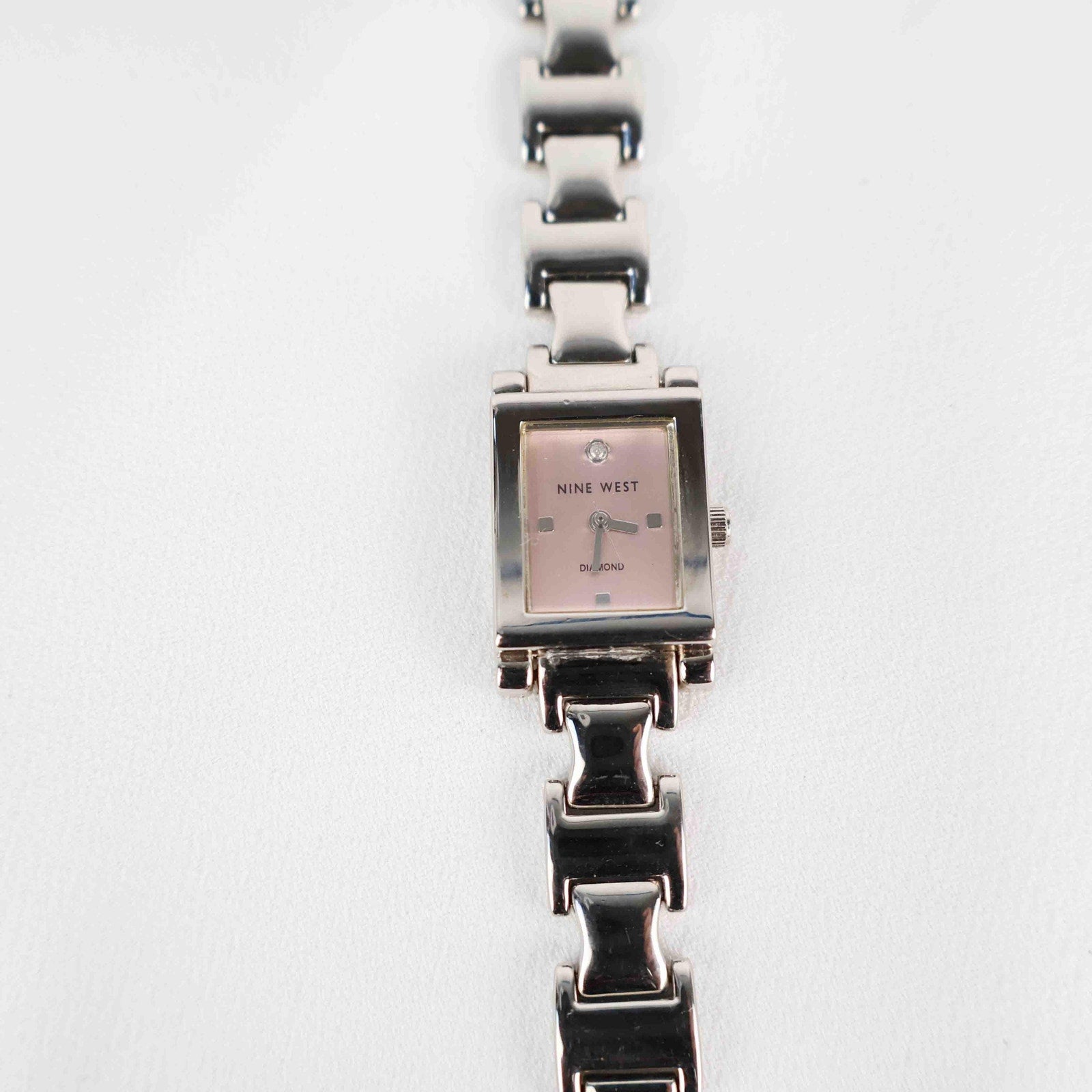 Vintage Nine West Square Face Watch – Silver Tone Bracelet (Working Battery)