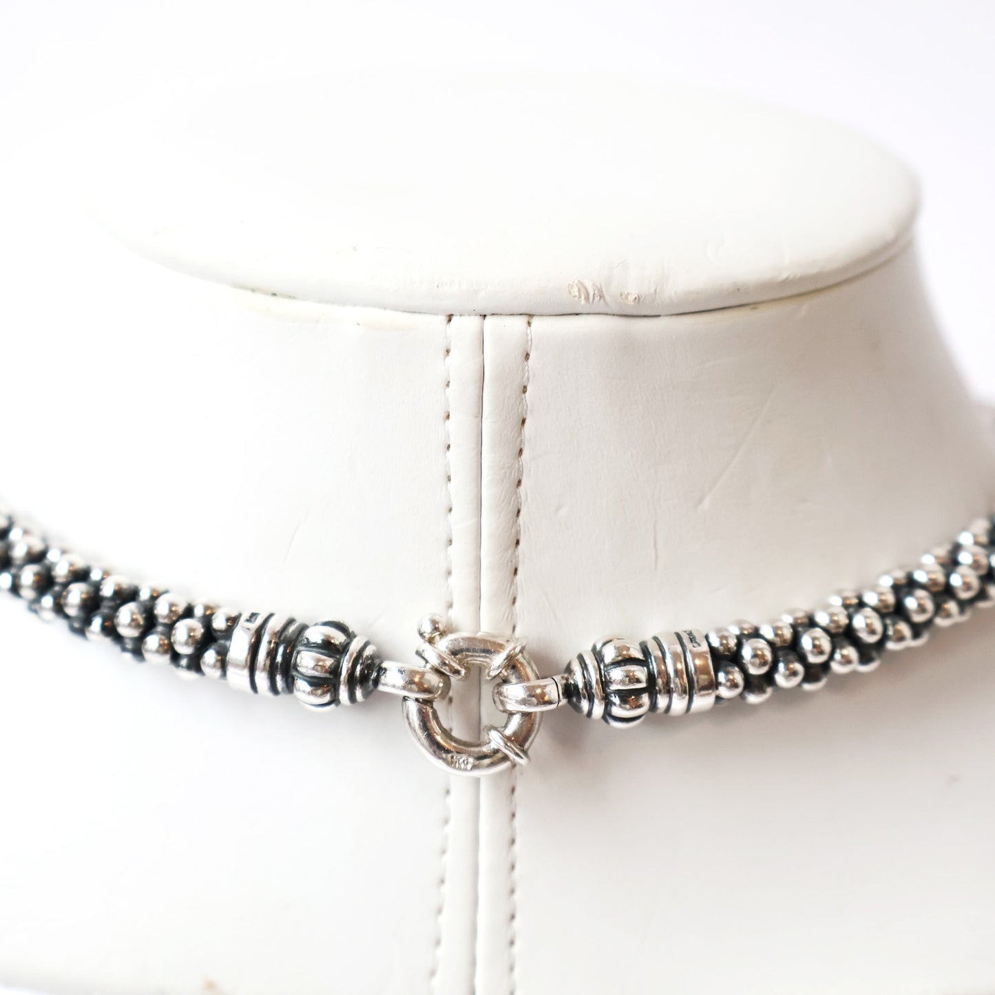 Sterling Silver Caviar Heavy Weight Necklace 16"