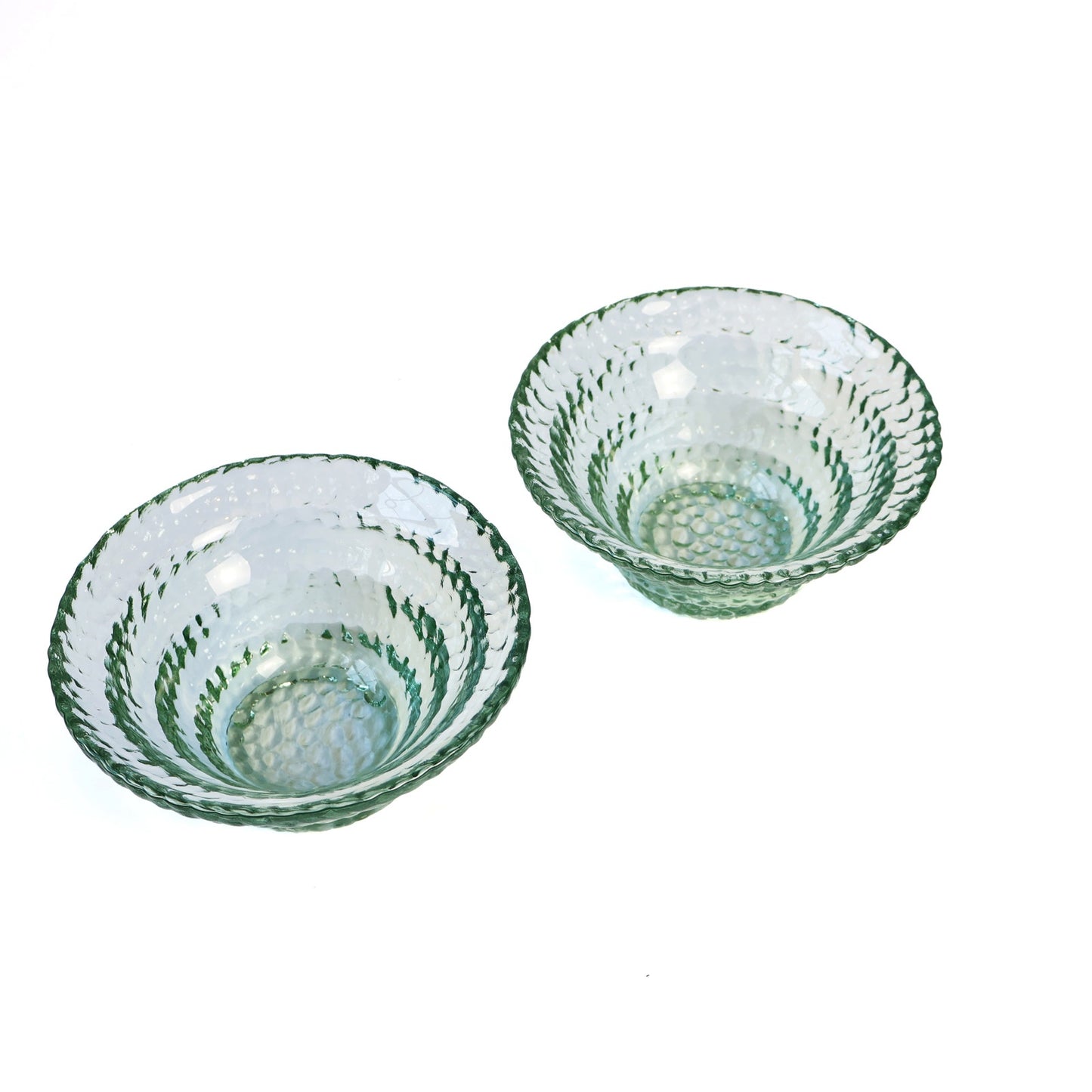 Vintage Textural Aqua Glass Bowls - Set of Two