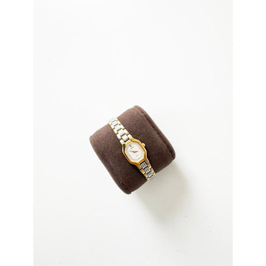 Vintage Two Tone Watch with Hexagon Face