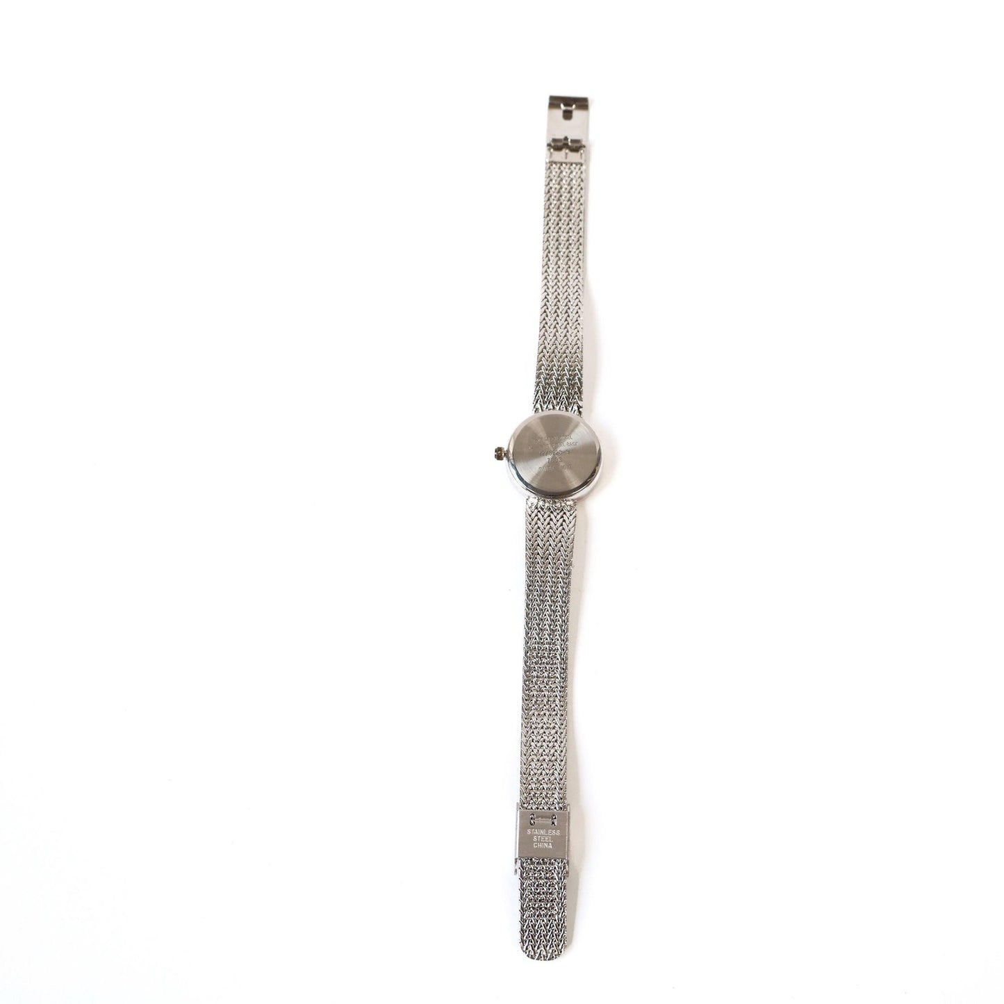 Vintage Silver Watch with White Round Face | ANNE KLEIN