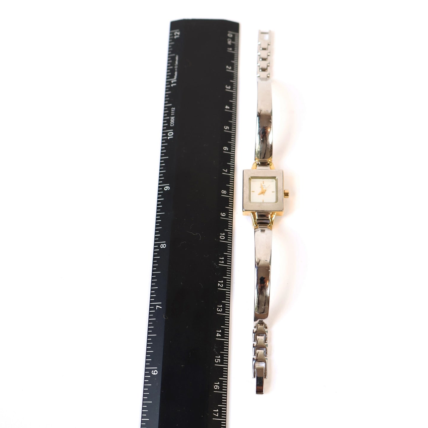 Vintage Two-Toned Watch with Metallic Square Face | ANNE KLEIN II
