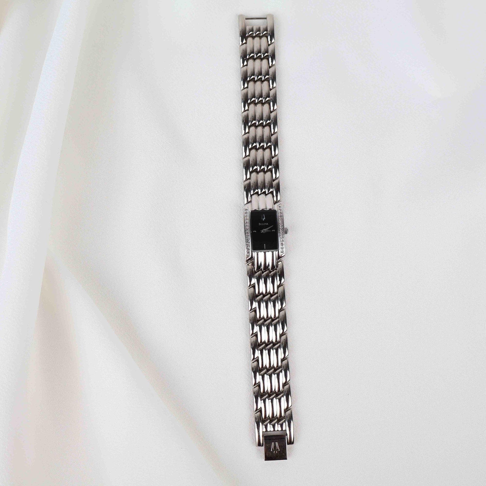 Vintage Silver Tone Bulova Watch with Rectangle Watch Face