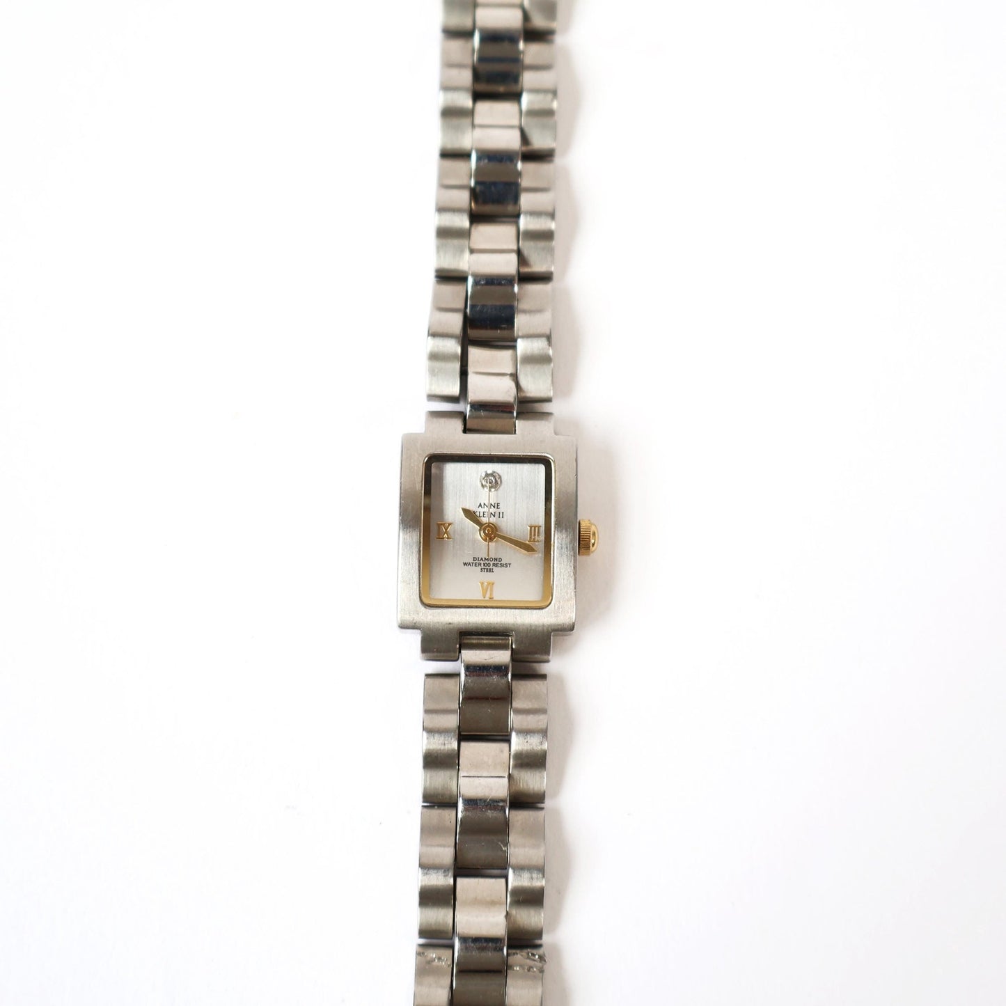 Vintage Silver Watch with Metallic Square Face | ANNE KLEIN II