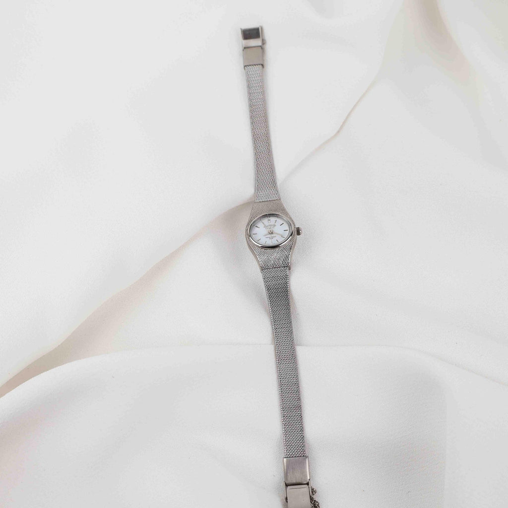 Vintage Activa Silver Tone Quartz Watch with White Face