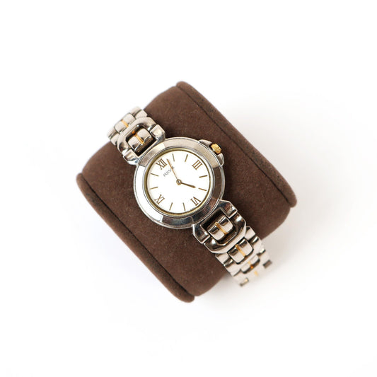 Vintage Two Toned Watch with White Round Face | PULSAR
