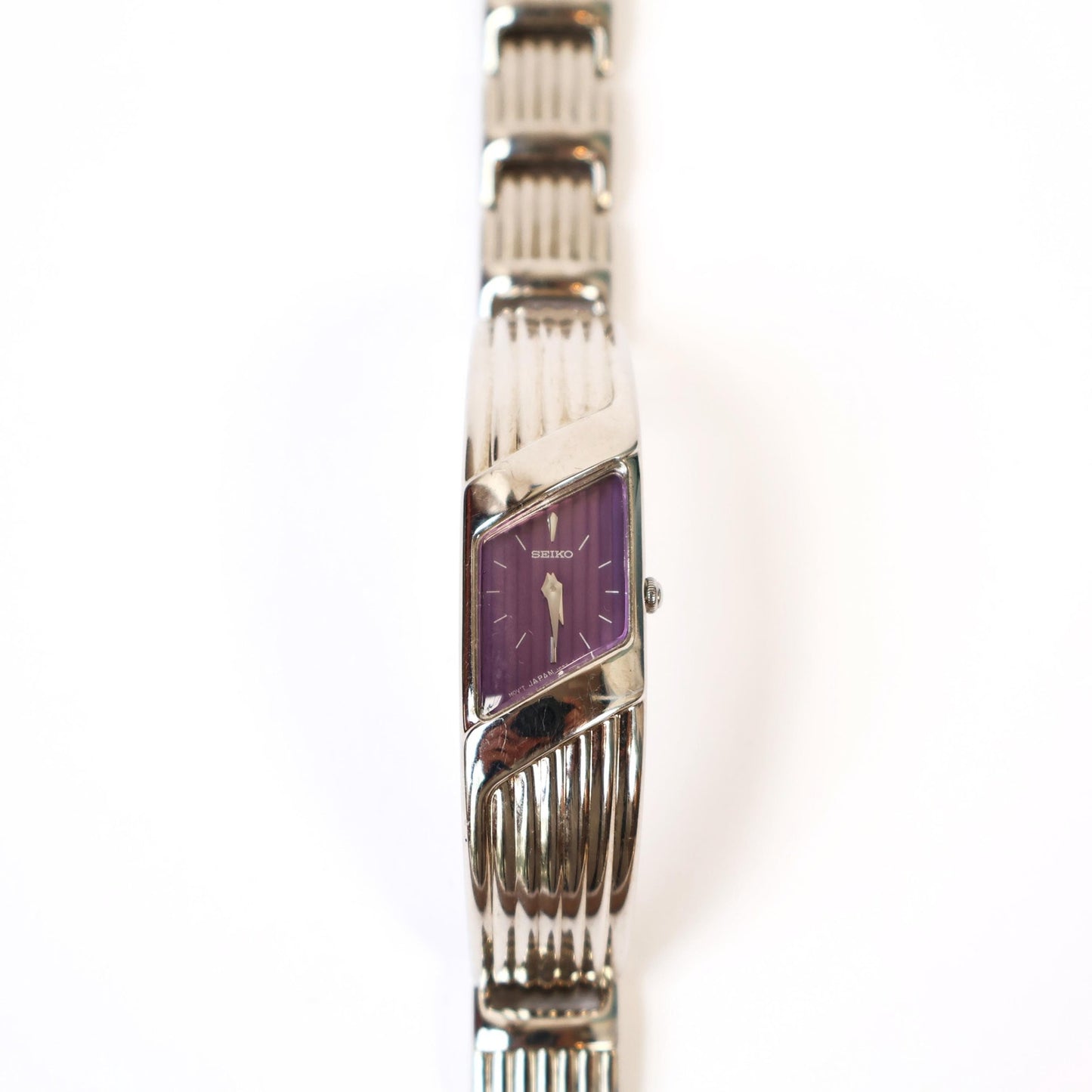 Vintage Silver Watch with Purple Face | SEIKO