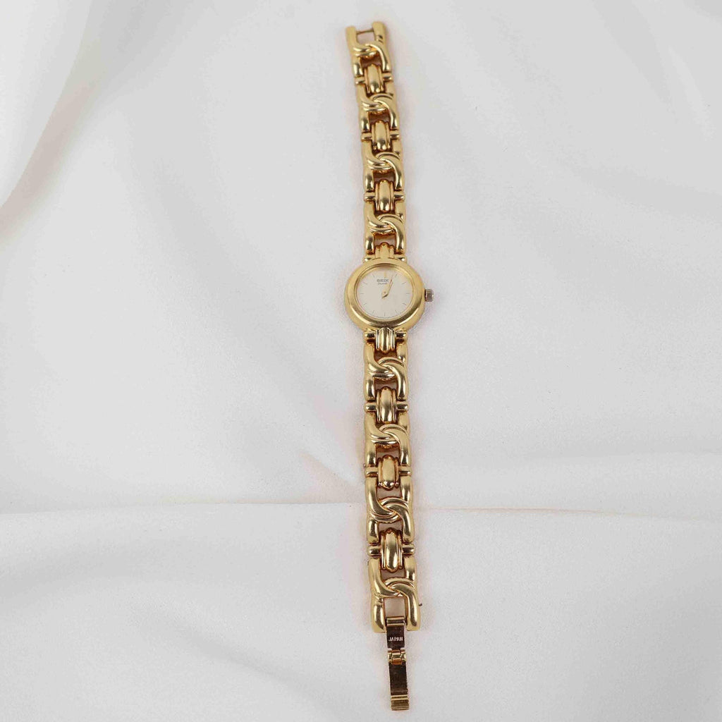 Vintage Seiko Round Face Watch – Gold Tone Rope Style Bracelet (Working Battery)