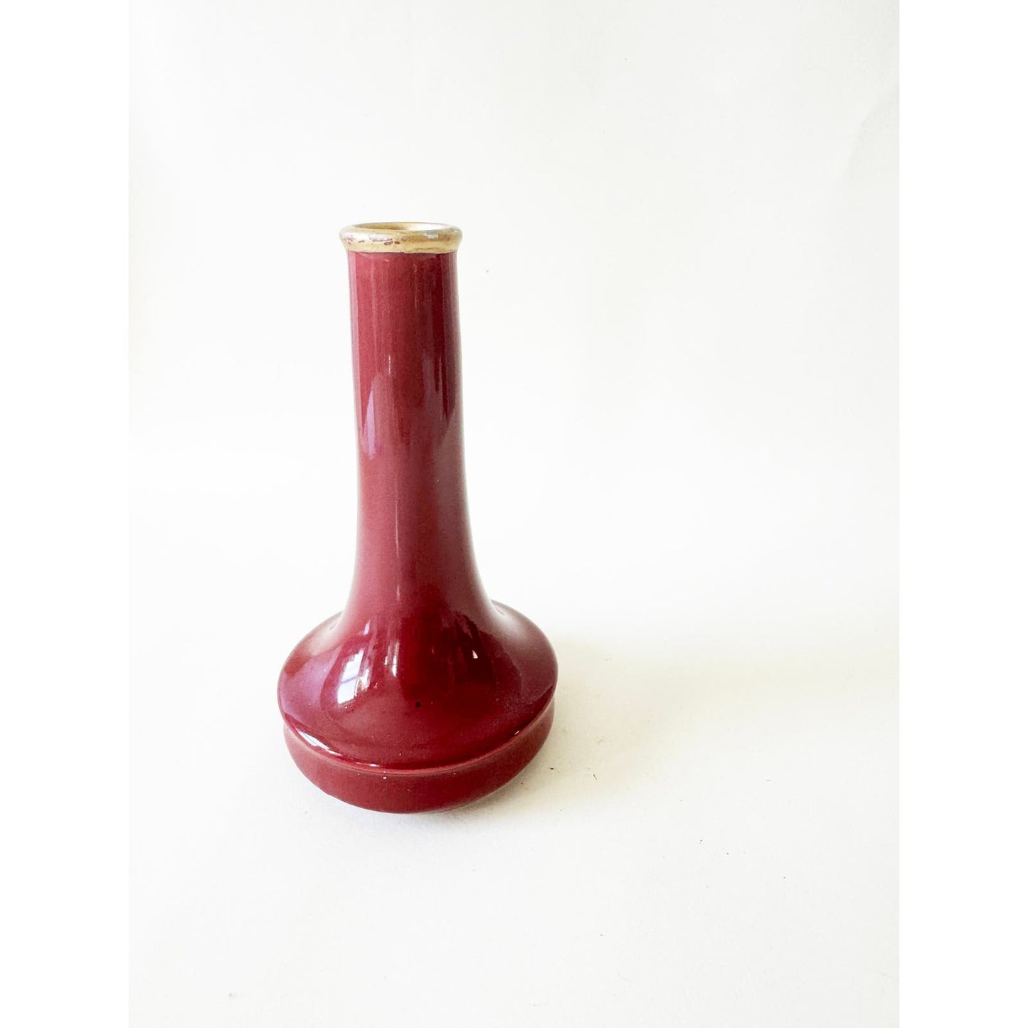 Vintage Maroon Small Bud Vase with Gold Detail