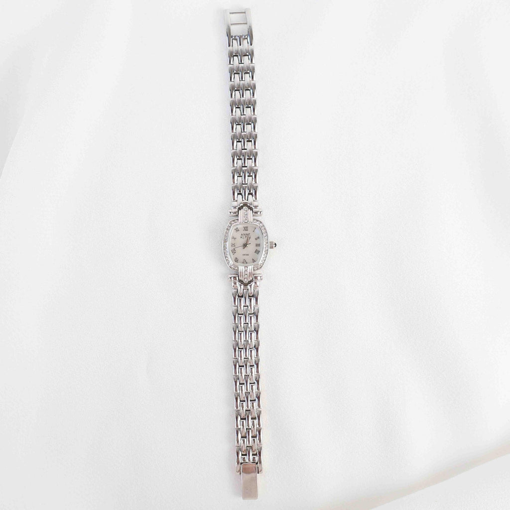 Vintage Anne Klein Watch with a Bedazzled Face - Silver Bracelet (Working Battery)