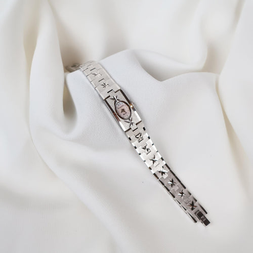 Vintage 18k White Gold Plated Christian Gold Star Engraved Watch