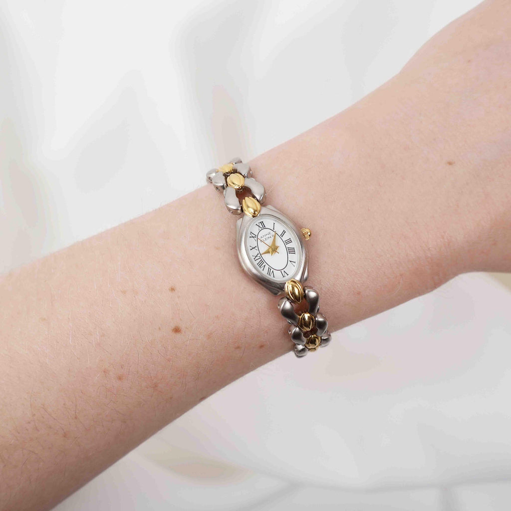 Vintage Anne Klein Oval Face Watch – Two Tone Bracelet (Working Battery)