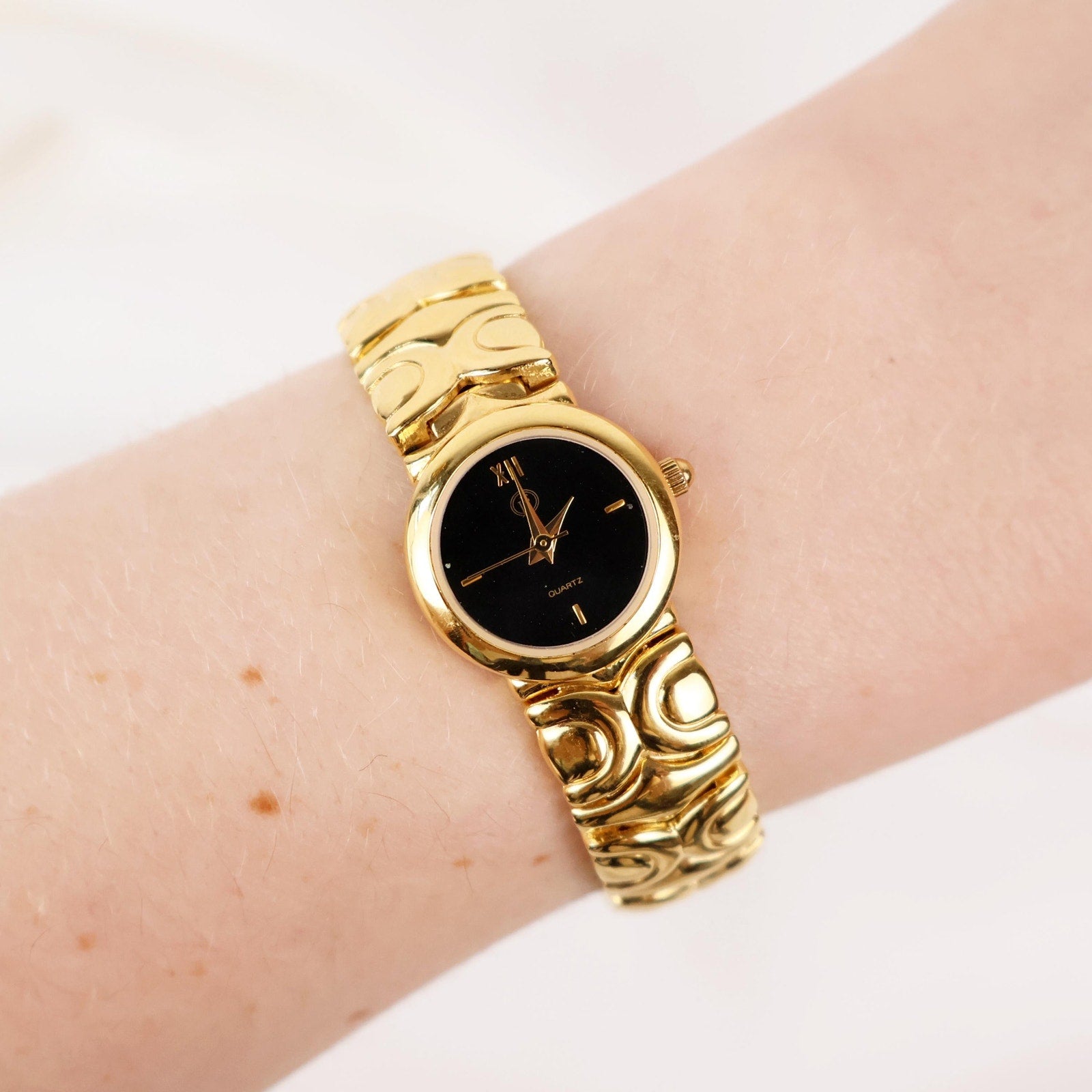 Vintage JF Black and Gold Watch