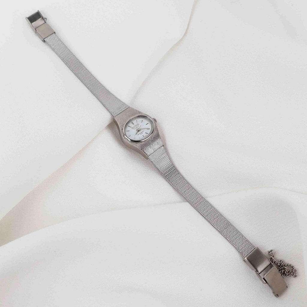 Vintage Activa Silver Tone Quartz Watch with White Face