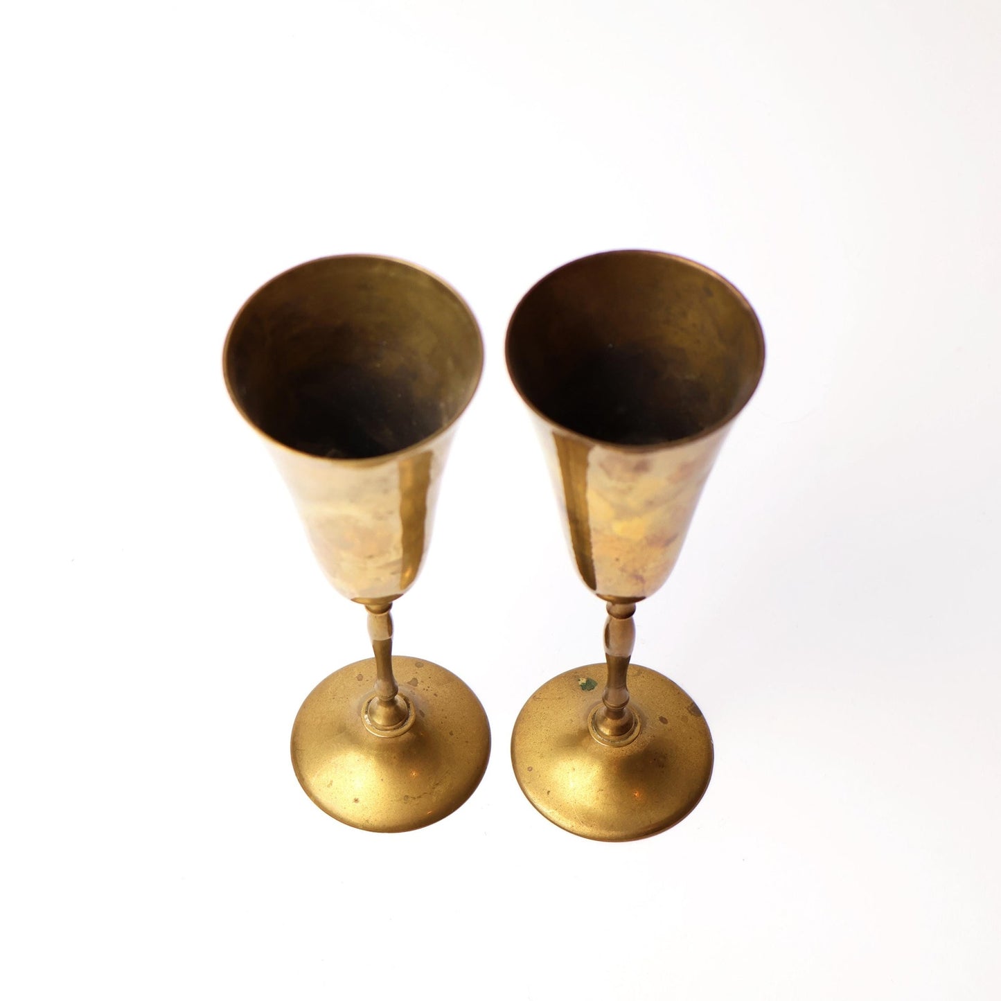 Vintage Brass Champagne Flutes: Mid Century Wedding Toasting Glasses