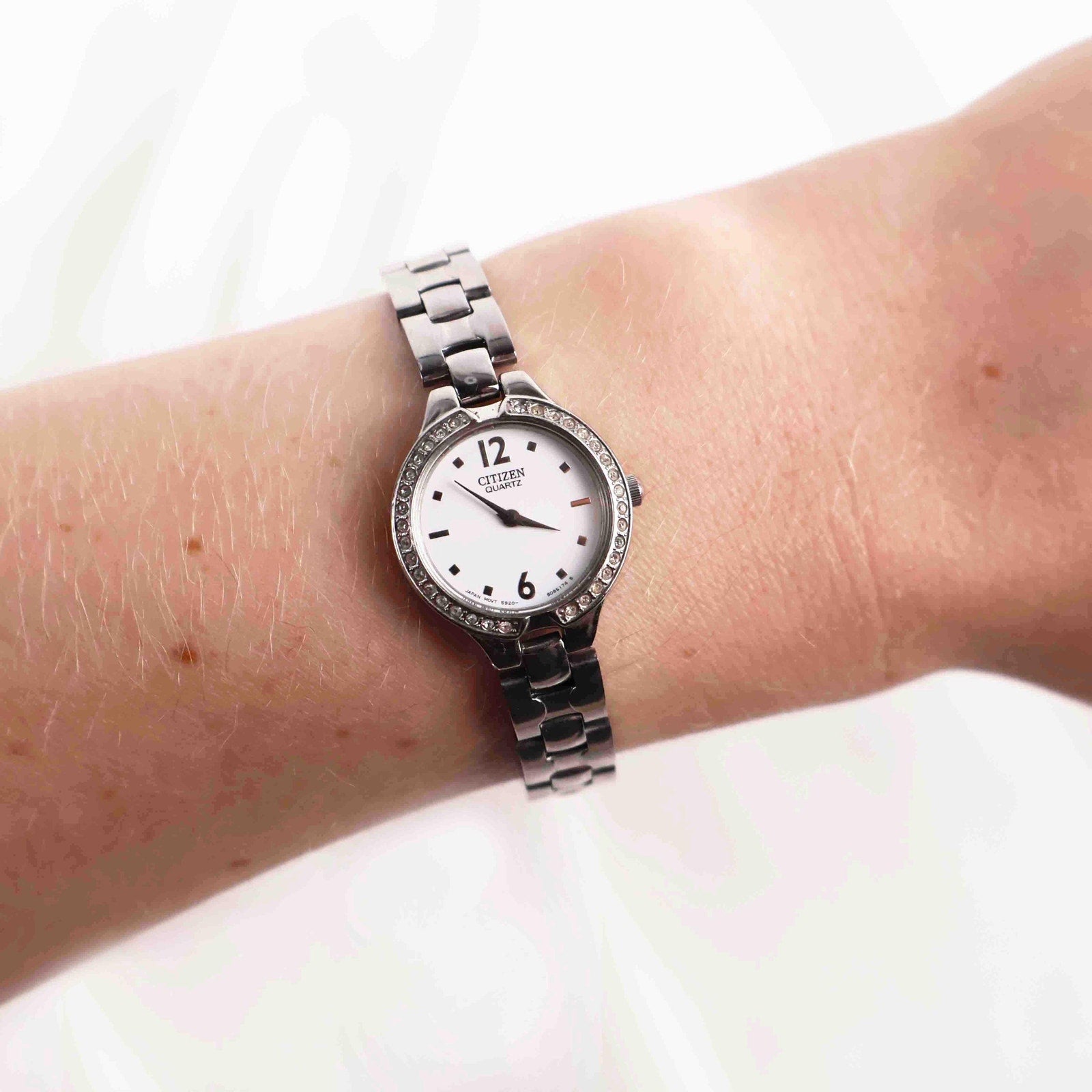 Vintage Silver Citizen Watch with Round Face, Japanese Movement