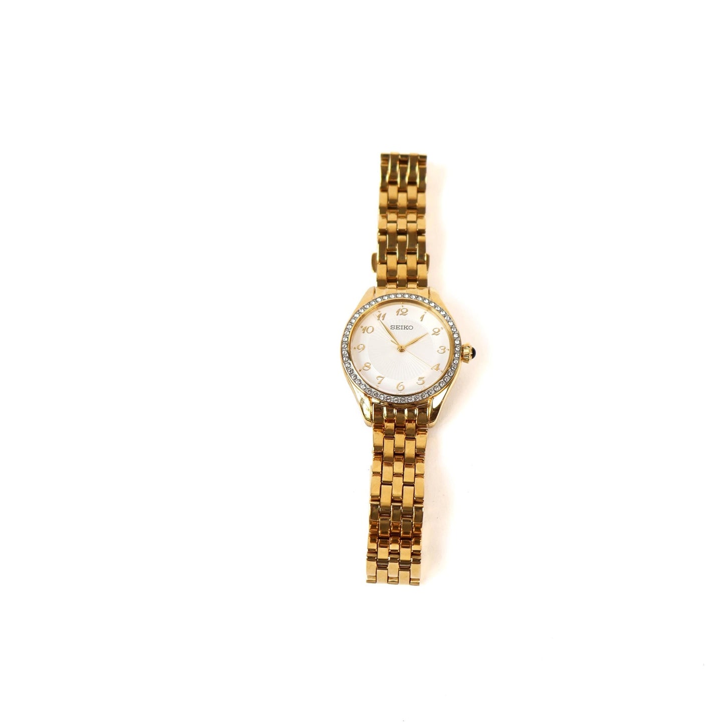 Vintage Gold Watch with White Round Face | SEIKO