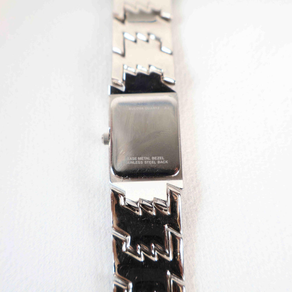 Vintage Silver Tone Bulova Watch with Rectangle Watch Face