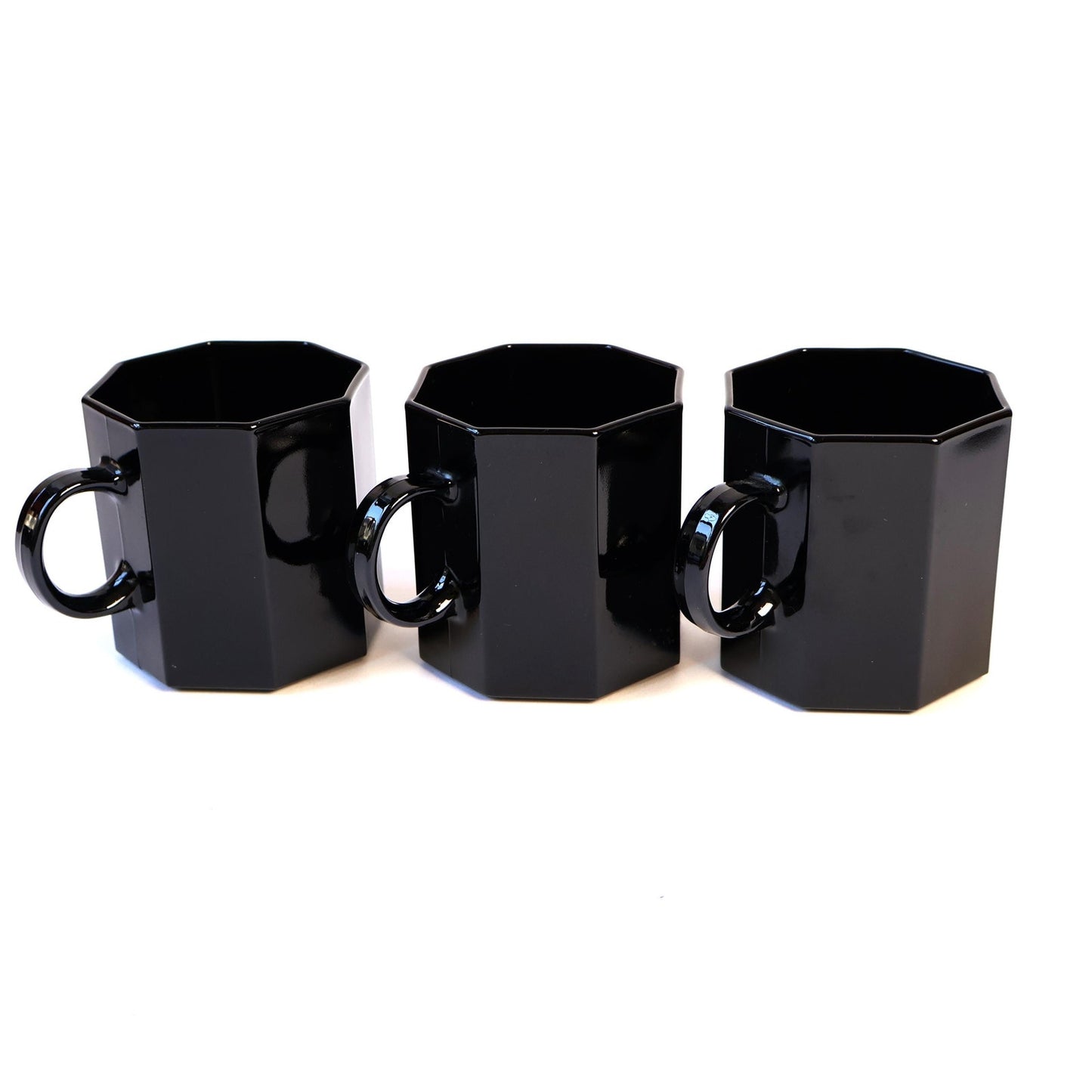 Vintage Octagonal Black Mug Set