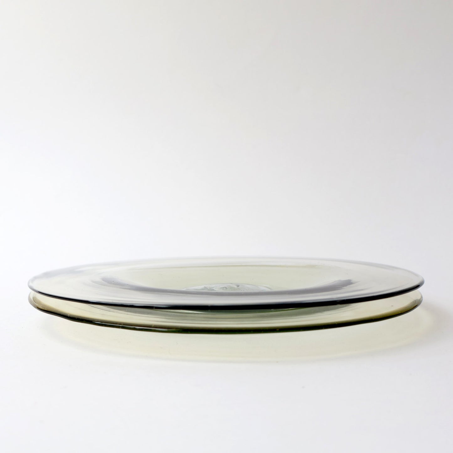 Vintage Clear Handblown Set of 2 Modernist Plates