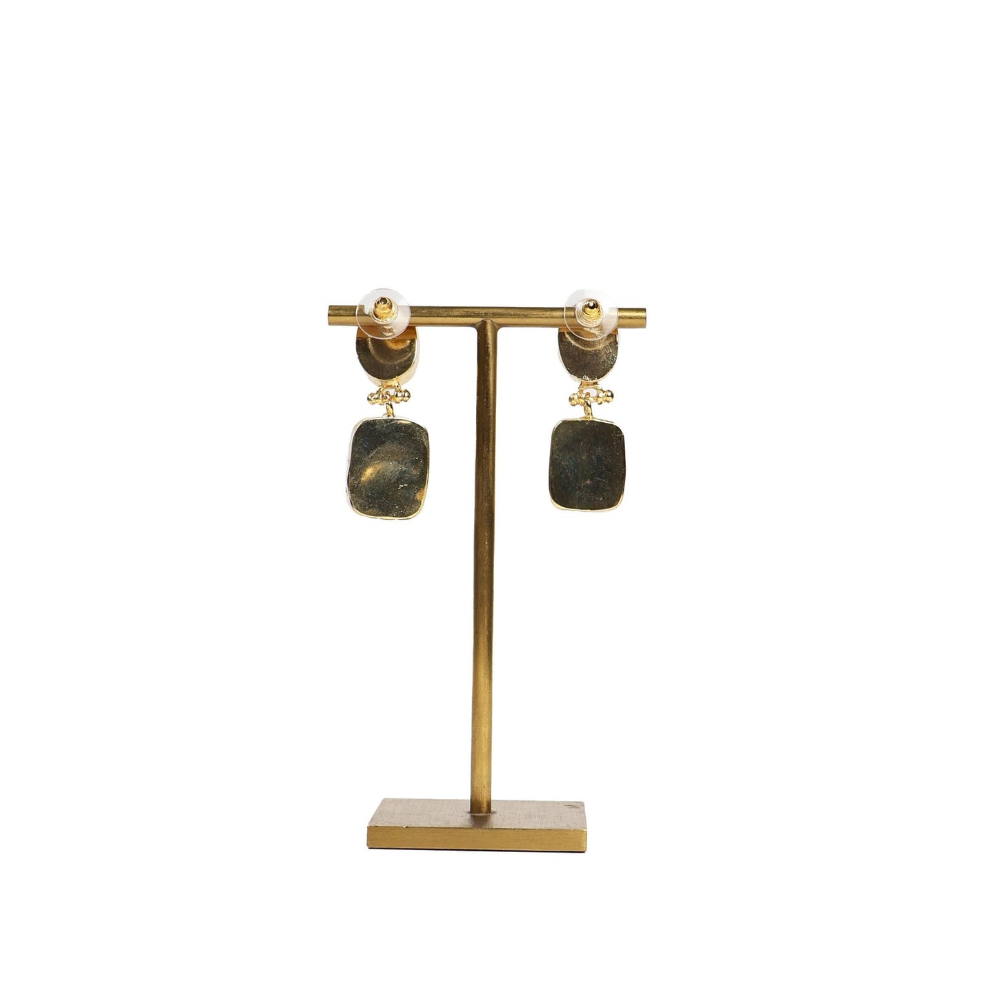 Eclectic Inventory Gold Toned Natural Stone Drop Earrings | Jasper and Onyx Style