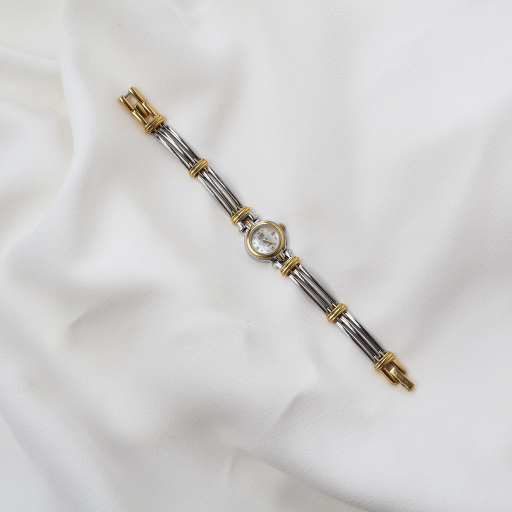 Vintage Anne Klein Two Tone Cocktail Watch with Opal Face
