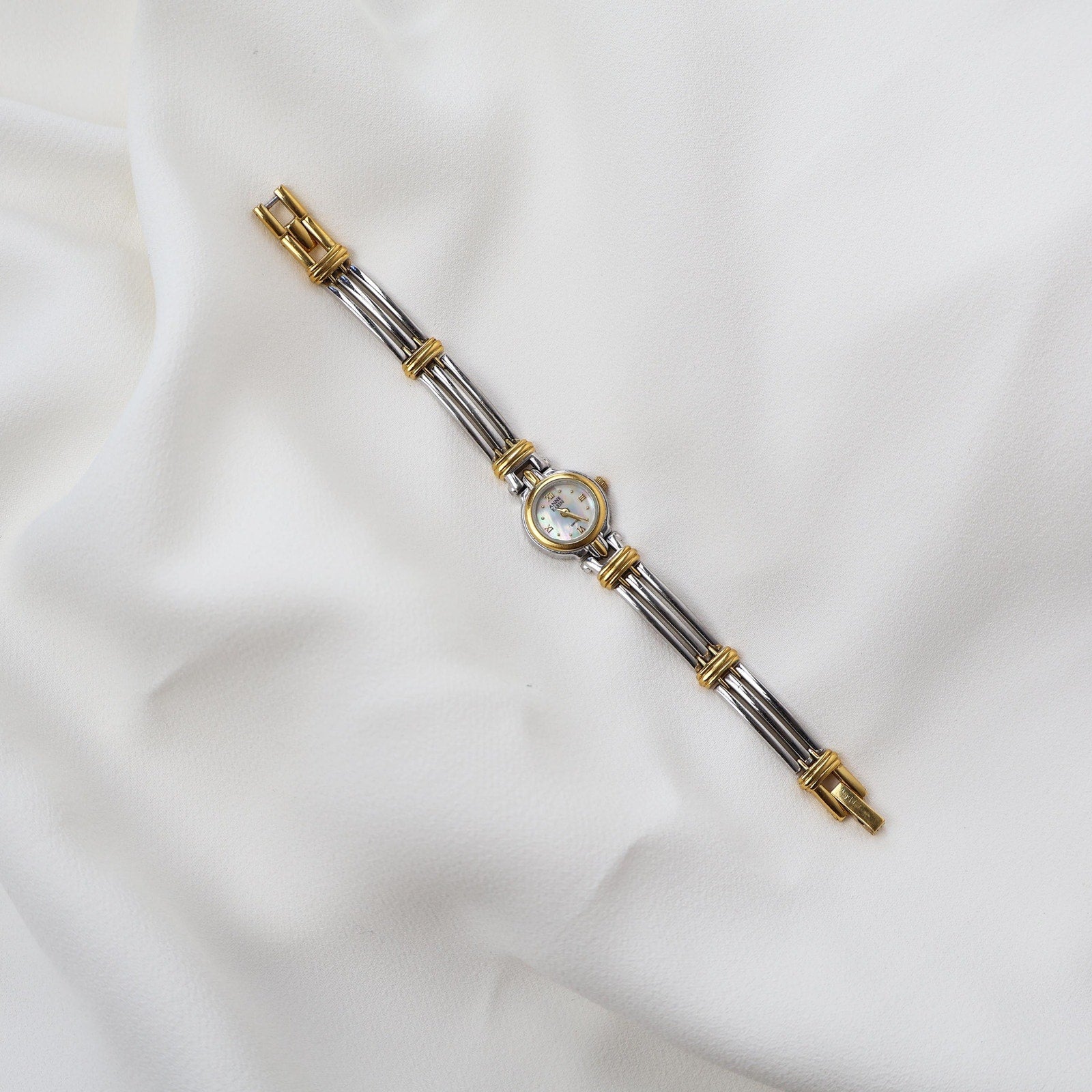 Vintage Anne Klein Two Tone Cocktail Watch with Opal Face