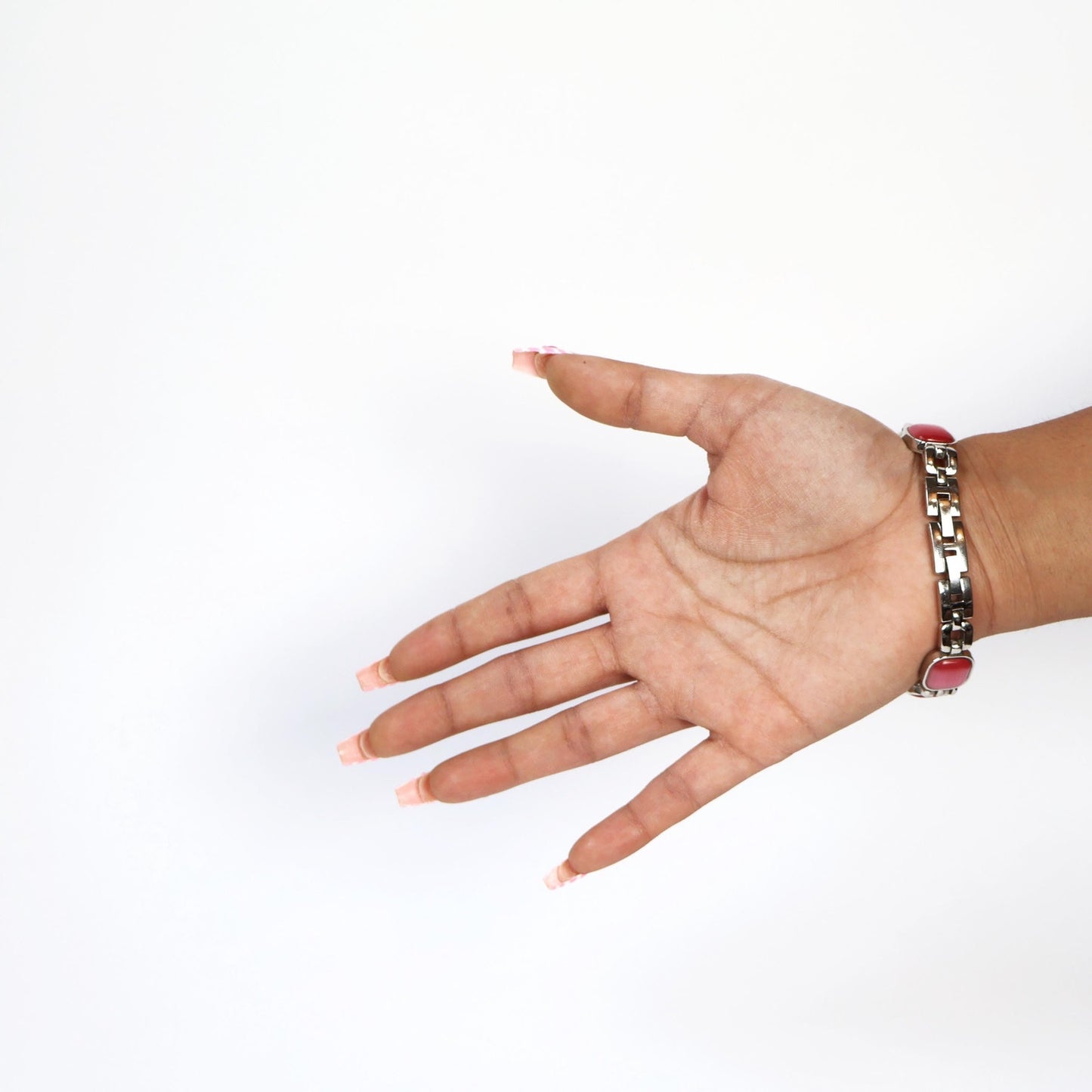 Vintage Silver and Pink Watch with White Square Face | QUARTZ