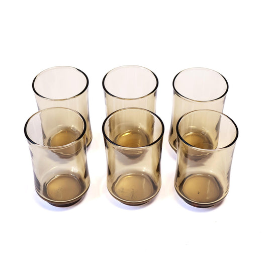Vintage Smoke Colored Beige Glass Set