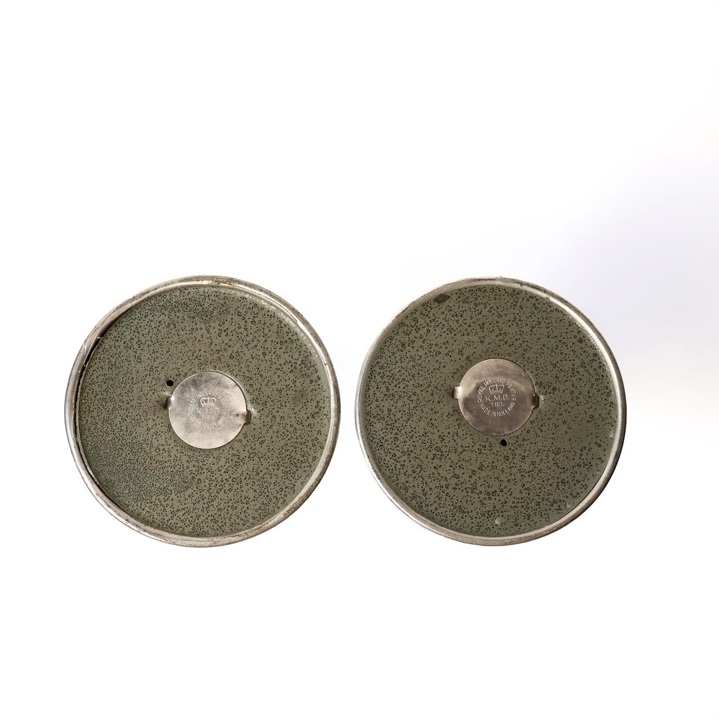 Vintage KMD Royal Holland Pewter Silver Toned Candlestick Holder Pair