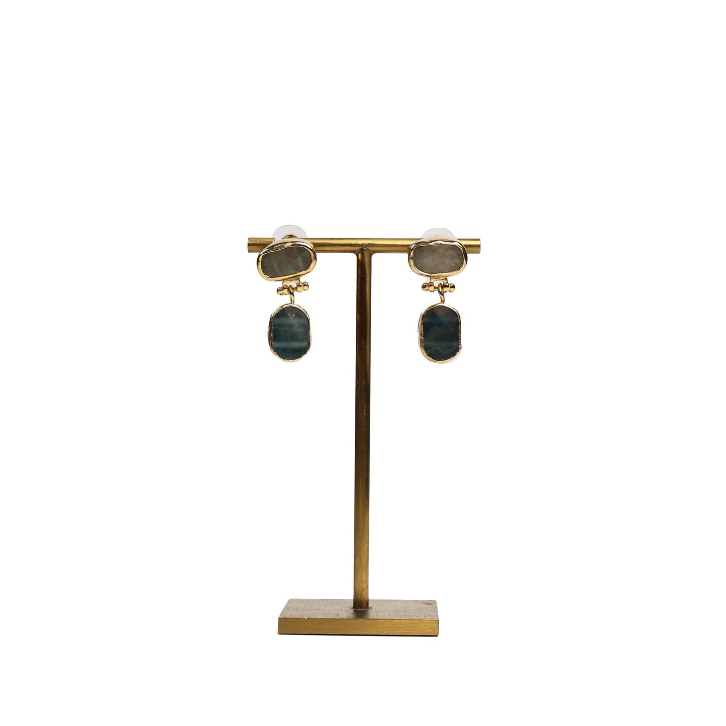 Eclectic Inventory Gold Toned Natural Stone Drop Earrings | Quartz Style