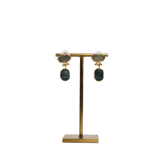 Eclectic Inventory Gold Toned Natural Stone Drop Earrings | Quartz Style