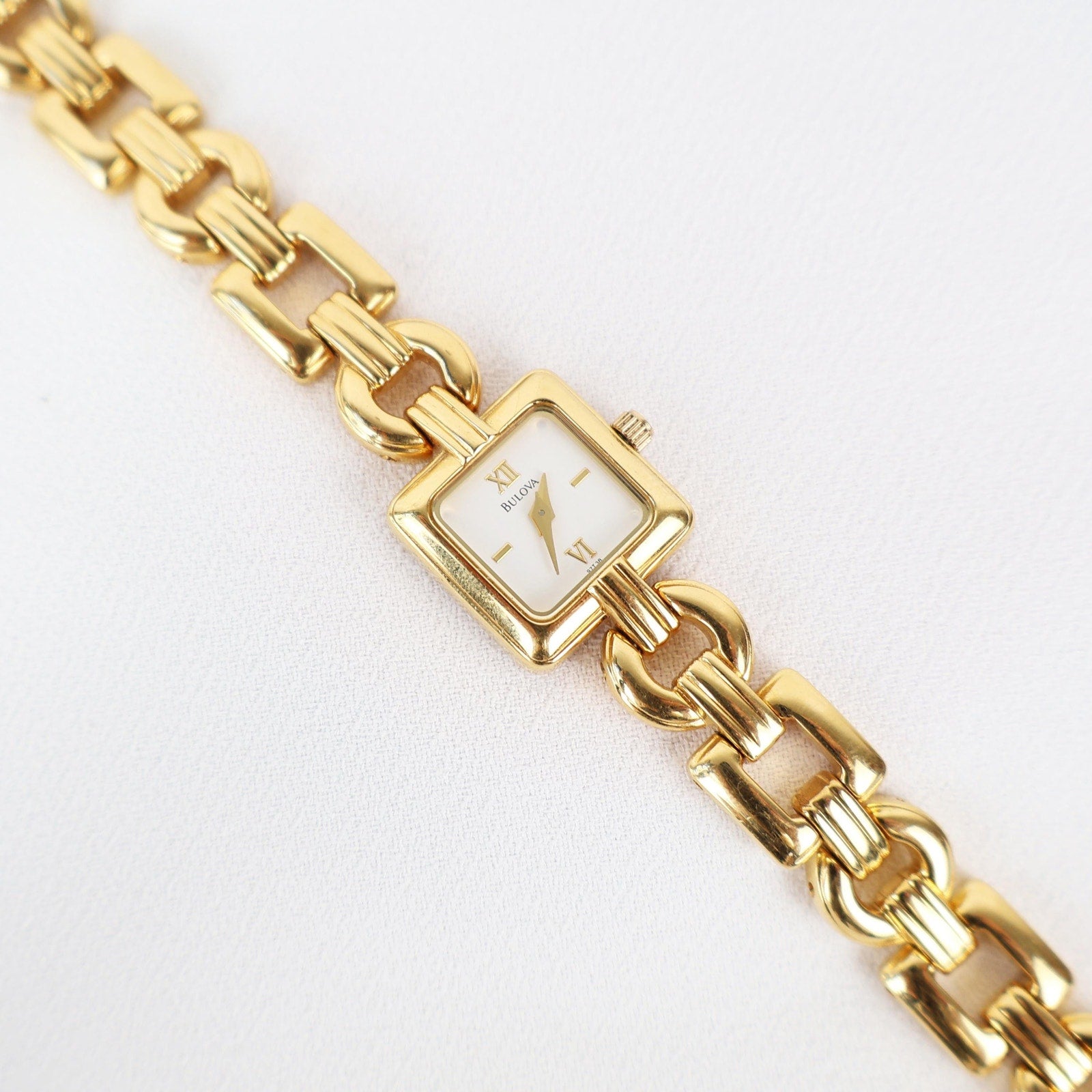 Stunning Vintage Gold Tone Bulova Watch with Square Face
