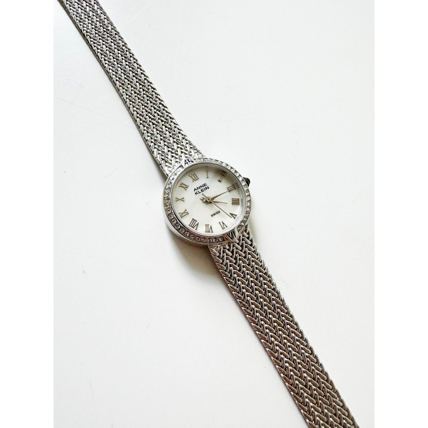 Vintage Silver Watch with Crystal Details l Anne Klein