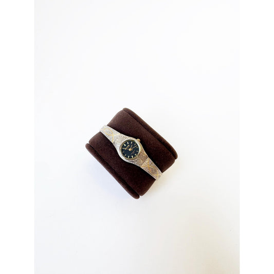 Vintage Two Toned Watch with Black Face l ACTIVA