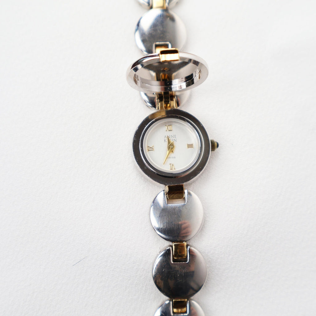 Vintage Two Tone Anne Klein Cocktail Watch With Peak a Boo Face
