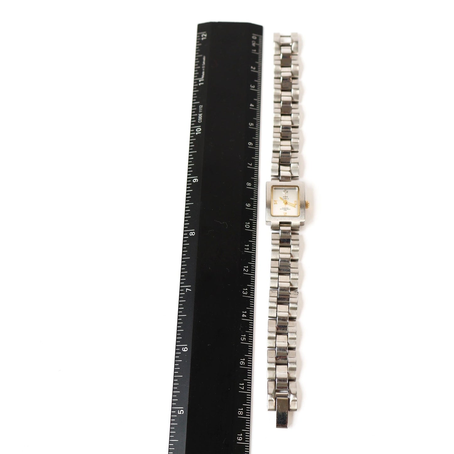 Vintage Silver Watch with Metallic Square Face | ANNE KLEIN II