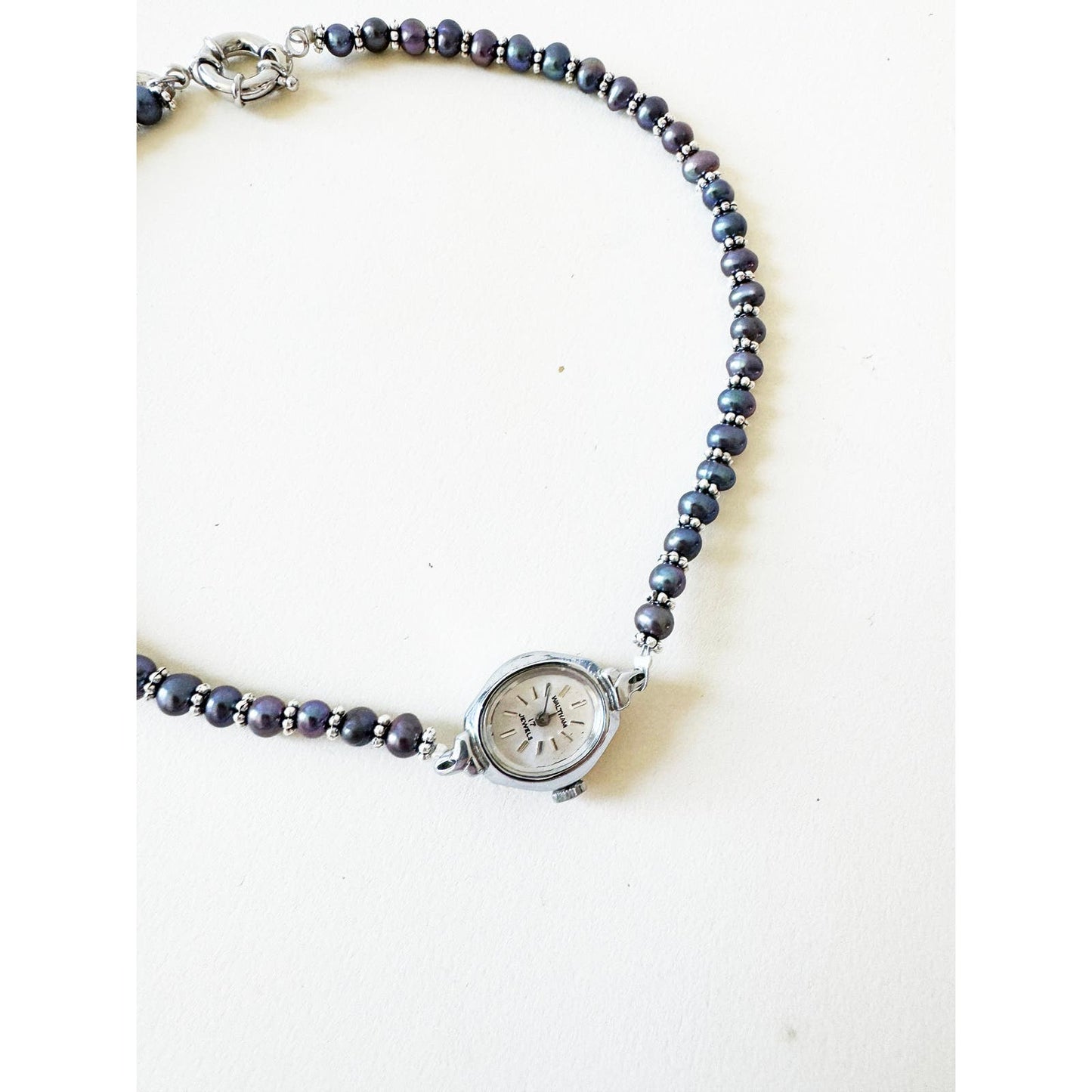 Watch Necklace | Vintage One of a Kind Purple Pearl Watch Choker