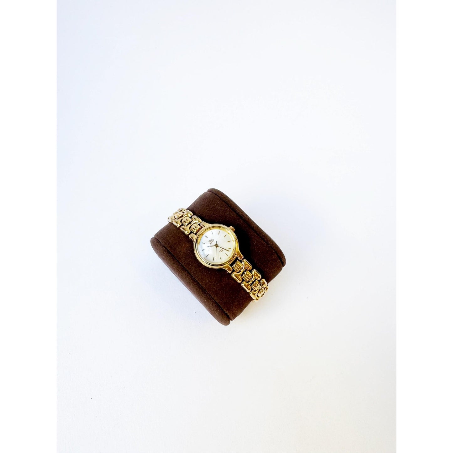 Vintage Two Tone Watch Circular White Face | TIMEX