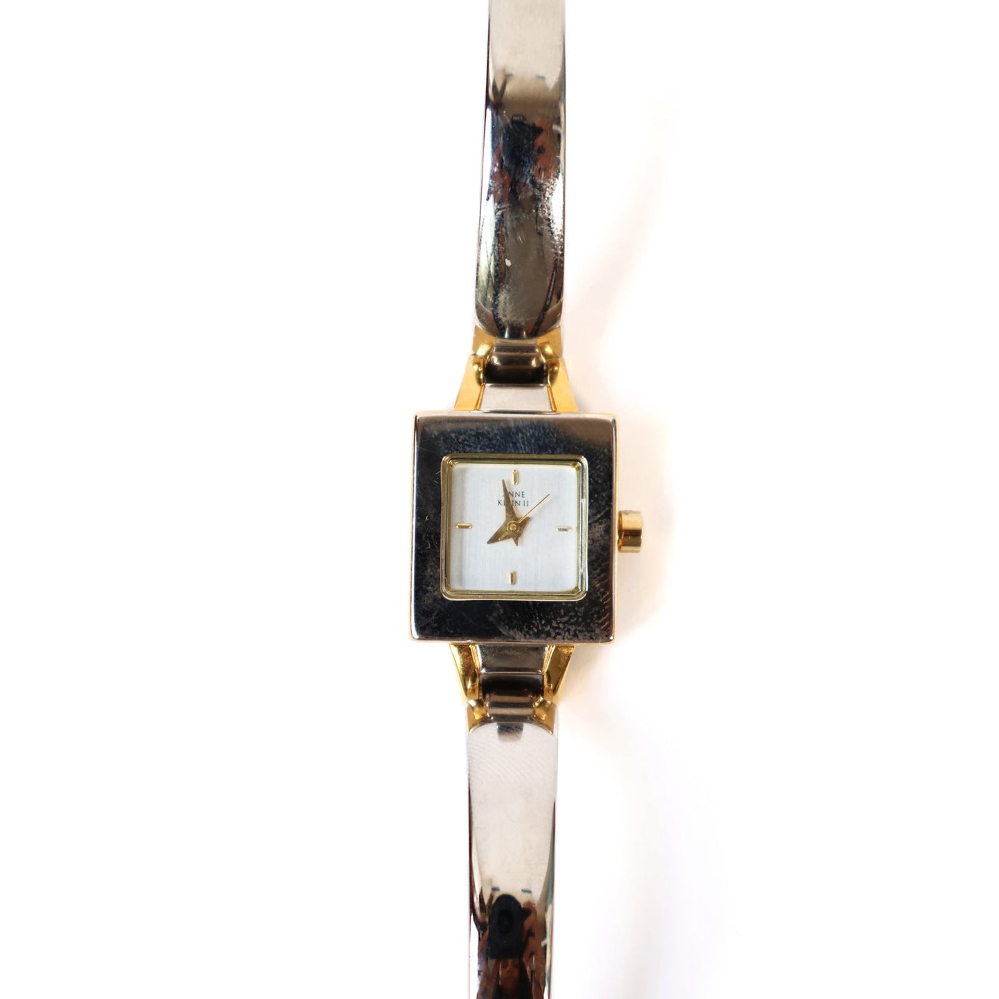 Vintage Two-Toned Watch with Metallic Square Face | ANNE KLEIN II