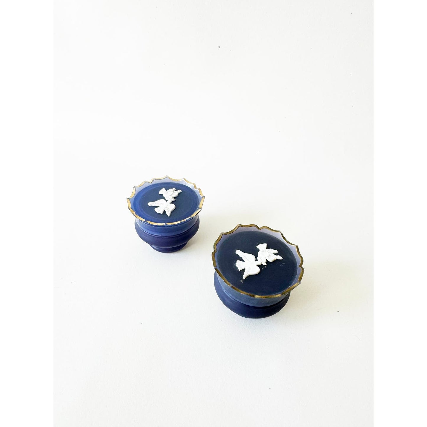 Vintage Empty Mini Trinket Box in Blue