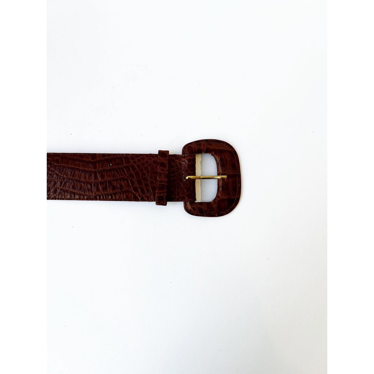 Vintage Brown Genuine Leather Alligator Texture Belt